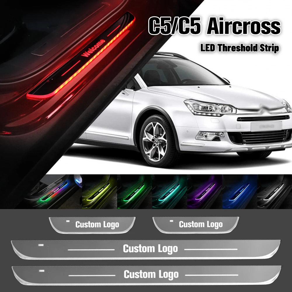 

For Citroen C5 C5 Aircross 2001-2023 Car Door Sill Light Customized Logo LED 2015 2019 Welcome Threshold Pedal Lamp Accessories