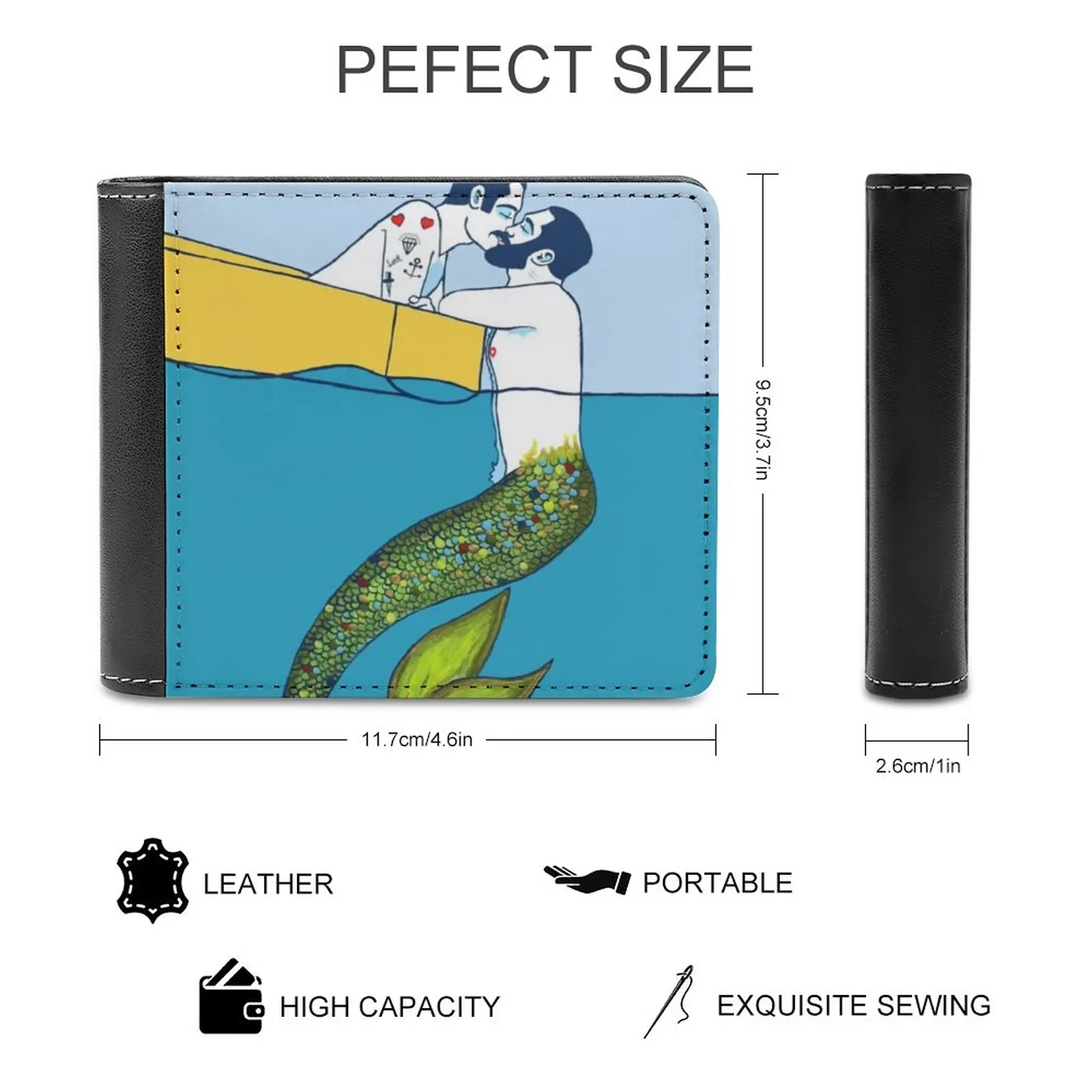 The Sailor And The Triton Men's Wallet Purses Wallets New Design Dollar Price Top Men Leather Wallet Sea Merman Lgbt Gay Art