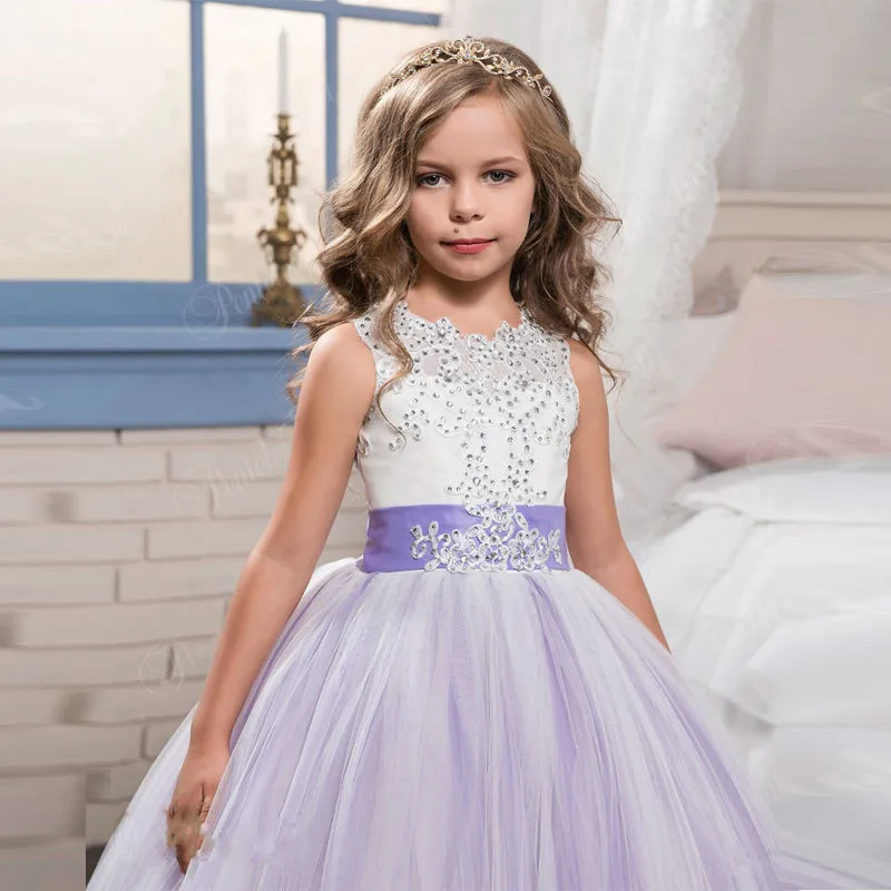 Gorgeous Flower Girl Dress Fluffy Appliqués First Communion Birthday Wedding Kids Pageant Evening Children's Gifts Customized