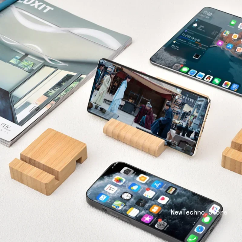 Universal Solid Wood Cell Phone Racks Simple Desk Stand Holder for Mobile Phone Tablet PC E-reader Portable Mobile Phone Holder