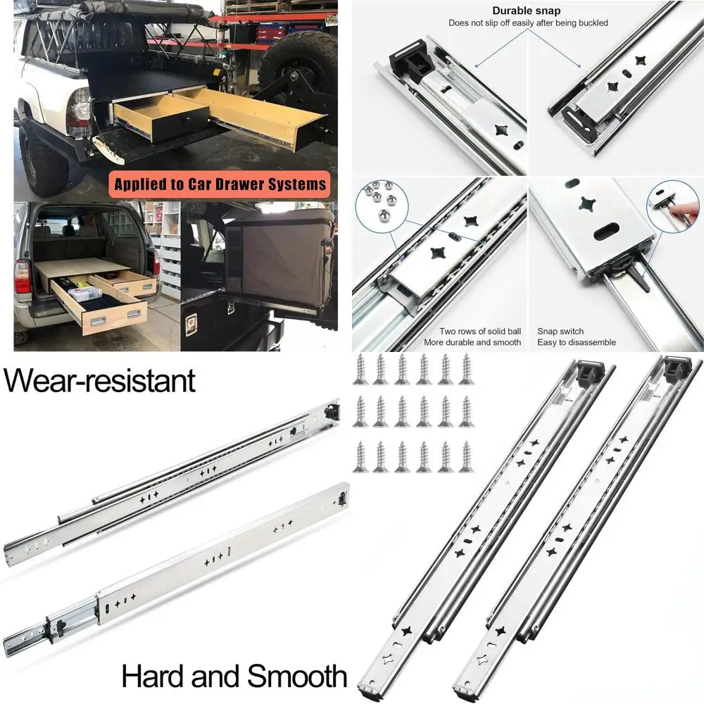 

36-дюймовые усиленные направляющие для тяжелых нагрузок (до 260 фунтов) с винтами, полным выдвижением, шарикоподшипниками и направляющими из нержавеющей стали