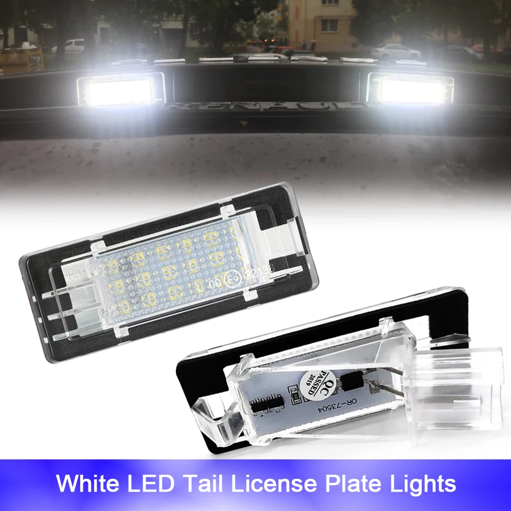 2x 6000K White LED Tail License Number Plate Lights For Renault Captur Espace Fluence Scenic MK2 MK3 Latitude Laguna Modus Zoe