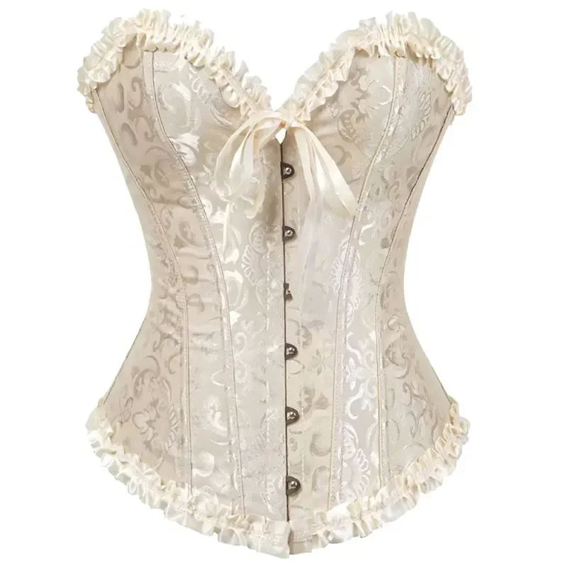 Women Corsets and Bustiers Tops Sexy Women Brocade Corset Zip Vintage Style Corselet Overbust Ladies Plus Size 6XL