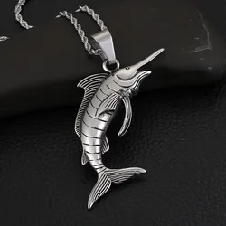 Punk Vintage 316L Stainless Steel Tuna Shape Men's Pendant Gothic Biker Animal Pendant Necklace Fashion Jewelry Gifts Wholesale
