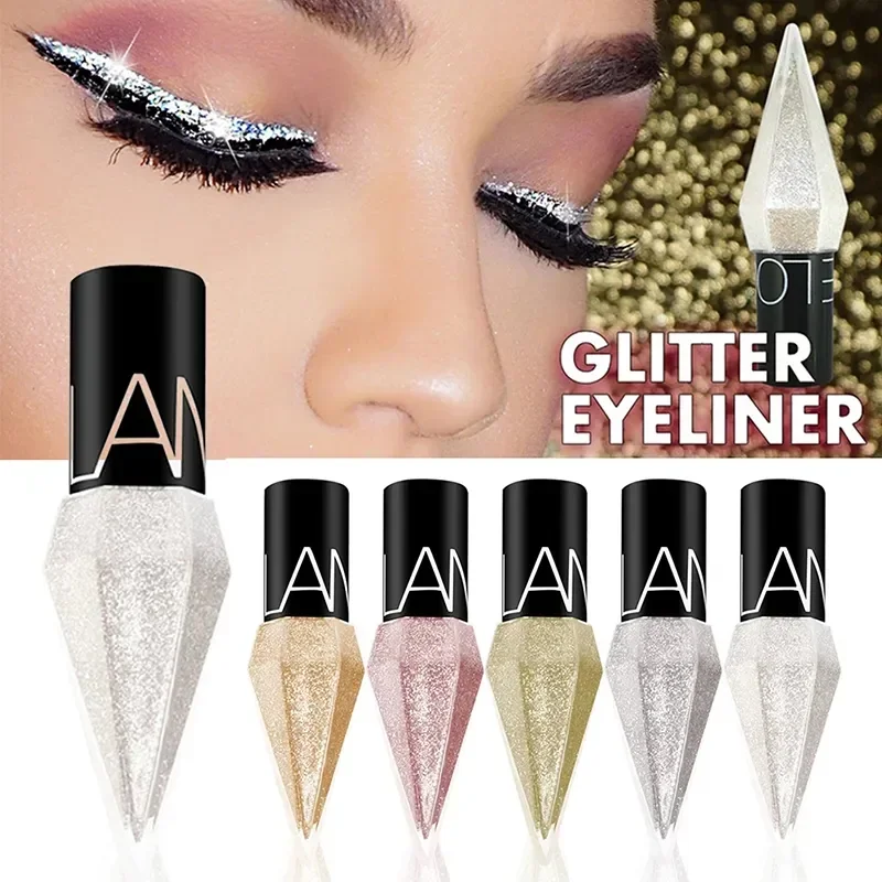 5 Farben Lidschatten Perl glanz Diamant Lidschatten flüssige Pailletten glatte glänzende Eyeliner flüssiger Glitzer schnell trocknender Eyeliner