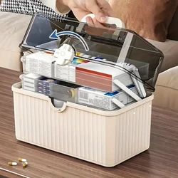 Scatola portaoggetti per medicinali di grande capacità da 1pc, custodia per medicinali multistrato antipolvere, Organizer per medicinali portatile, Kit di emergenza medica