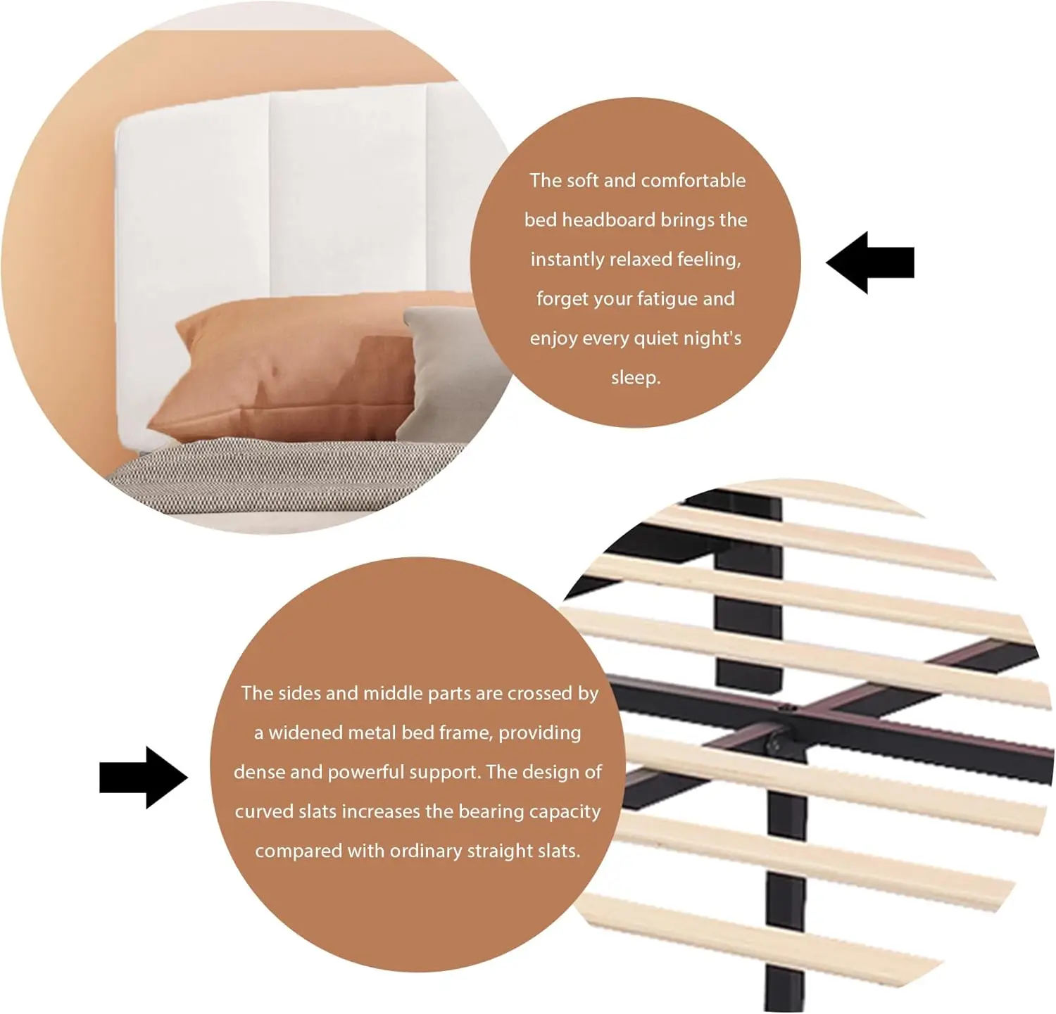 Upholstered Platform Bed Frame with Velvet Upholstered Headboard Wooden Slats Support No Box Spring Needed Easy Assembly