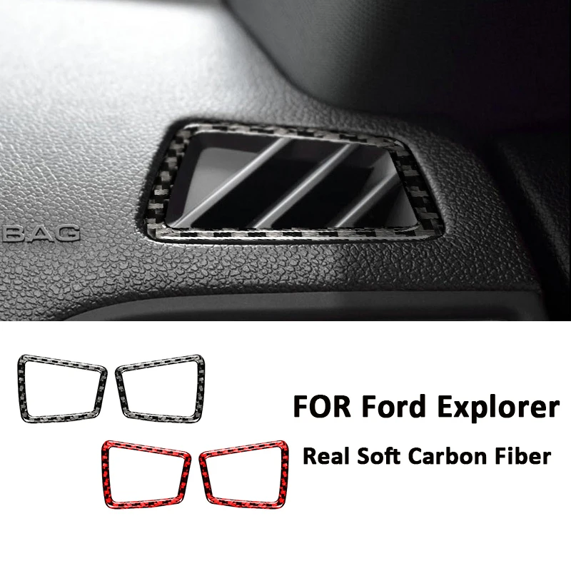 

2PCS For Ford Explorer Carbon Fiber Auto Interior Instrument Panel Frame Air Outlet Dash Vent Modification Decoration Sticker