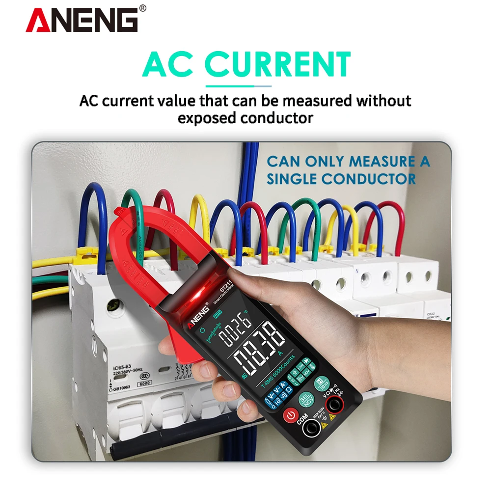 ANENG ST211 6000 Counts Digital Clamp Meter Multimeter AC DC Voltage Current Tester Car Amp Hz NCV Ohm Big Color Screen Test