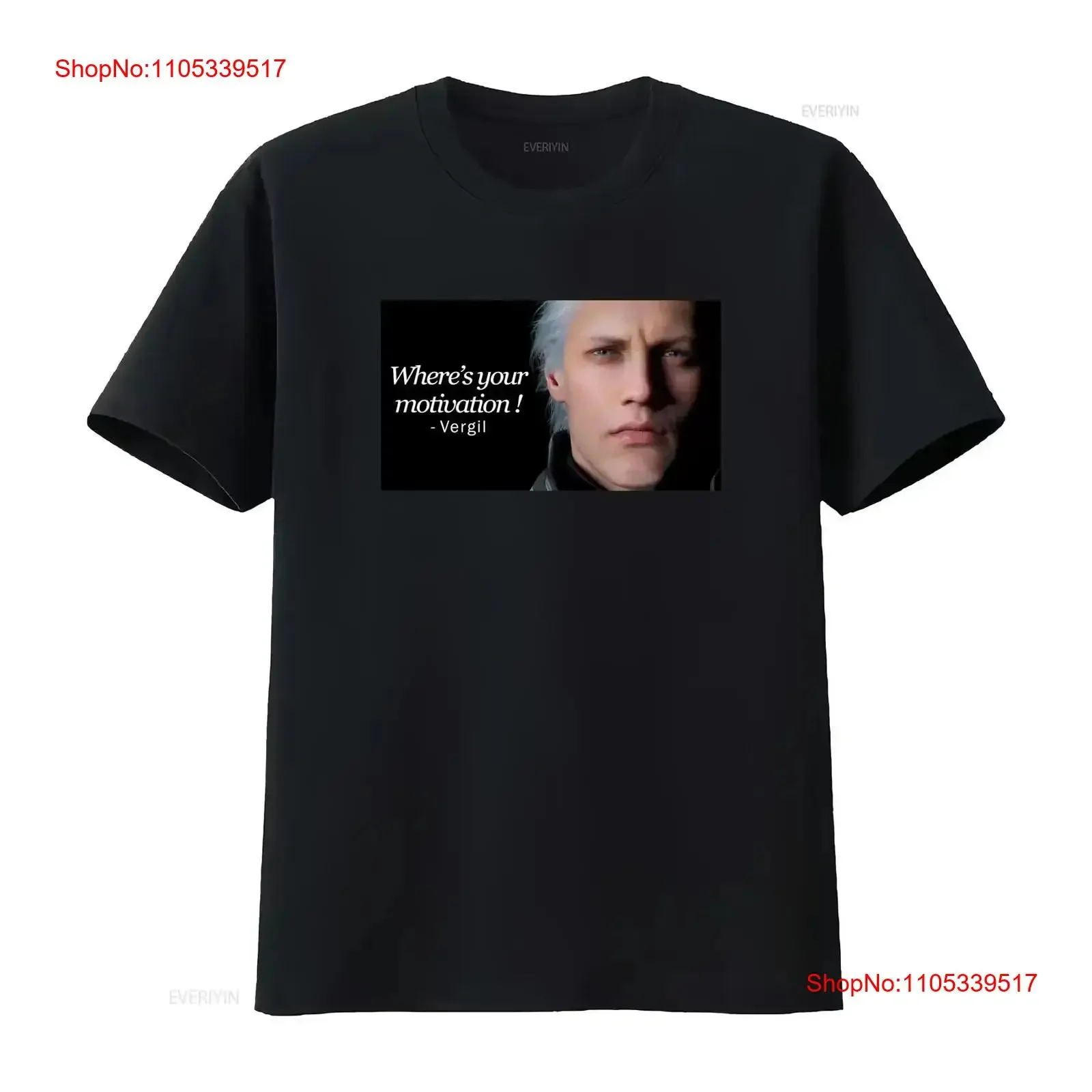 Vergil Where's your motivation DMC 5 Devil May C meme Gaming shirt funny vintage Washed designer clothes streetwear Breathable