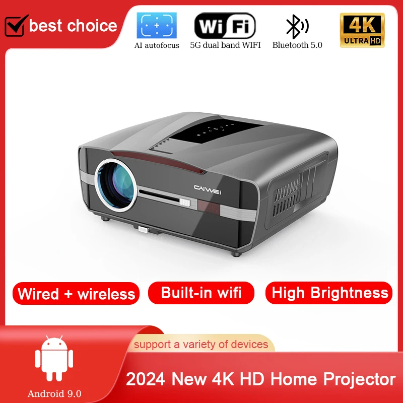 Smart Ultra HD 4K Projector 5G WIFI Portable Home Theater Mobile Phone Same Screen Projector LED Home Video Projector&Speaker