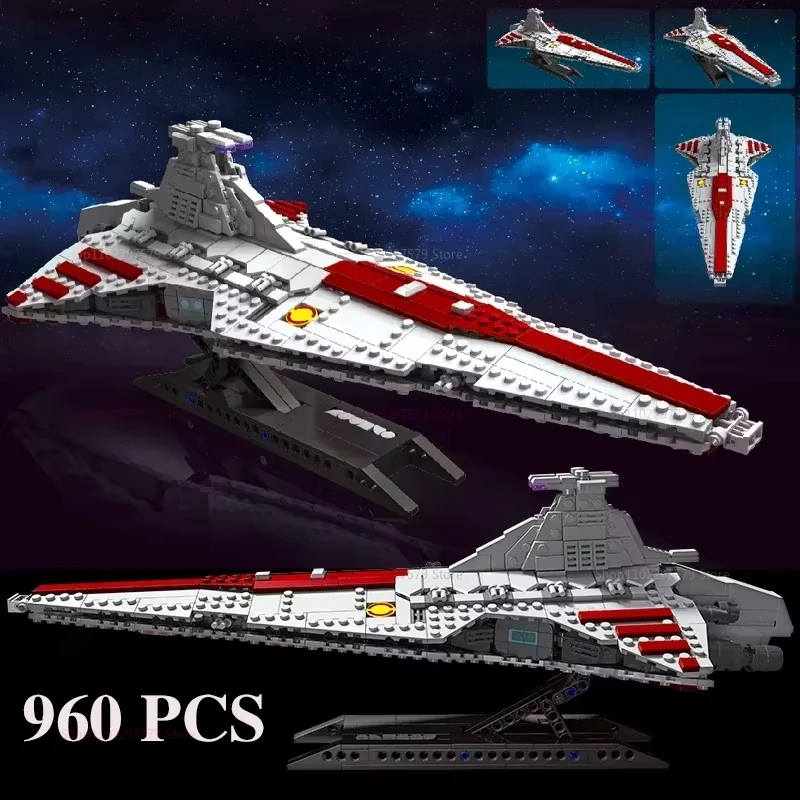 960pcs High-tech Moc Venator Attack Cruiser Fighter Destroyer Brick Technical Model Building Star Blocks Space Ship Toys