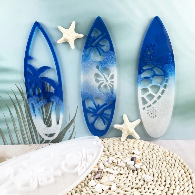 MXME Set of 3 Flexible Silicone Mould Surfboard Shaped Mold Wall Decorations Molds