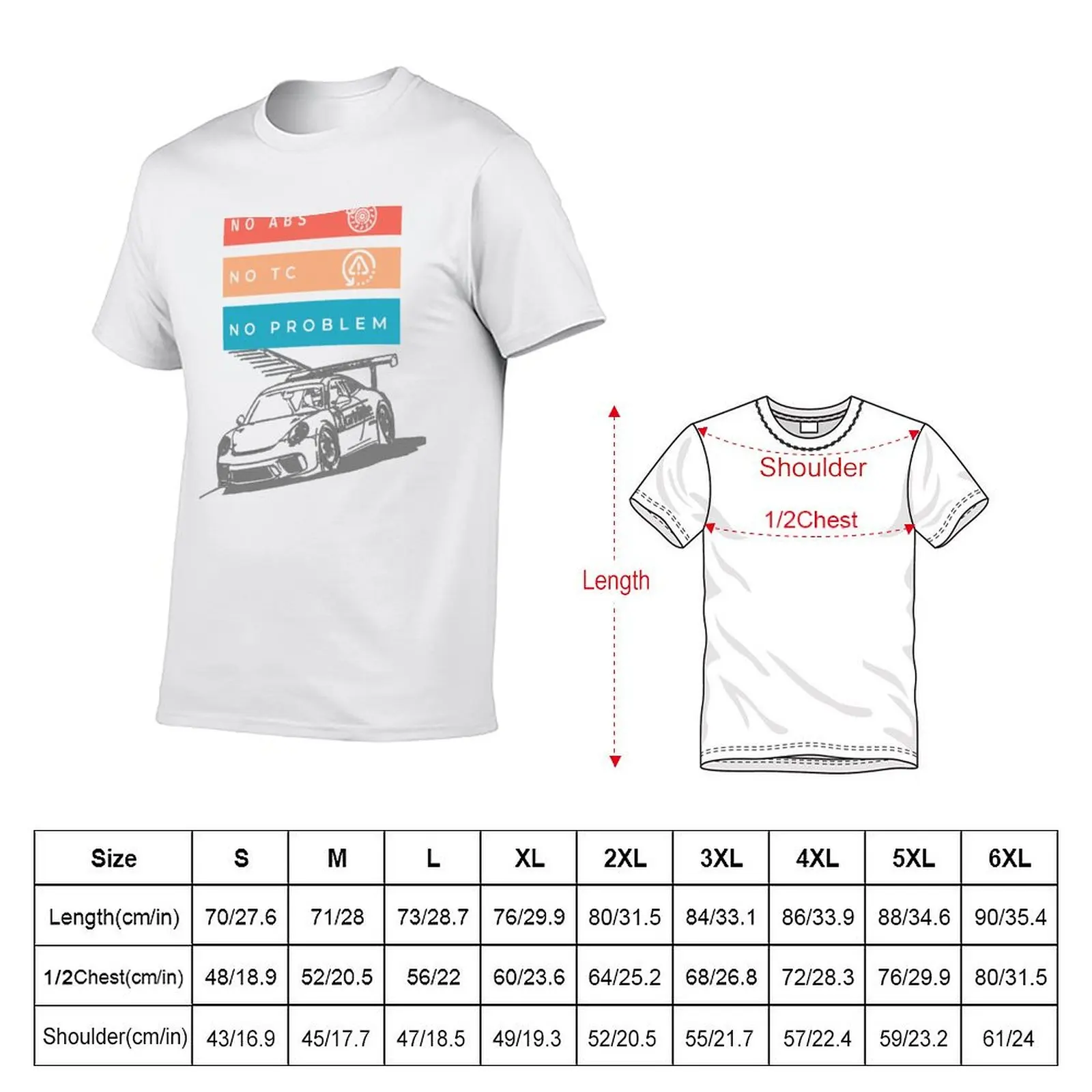 Racing Hardcore - No ABS, No TC, No Problem T-Shirt Plus Size Outdoor Casual Top