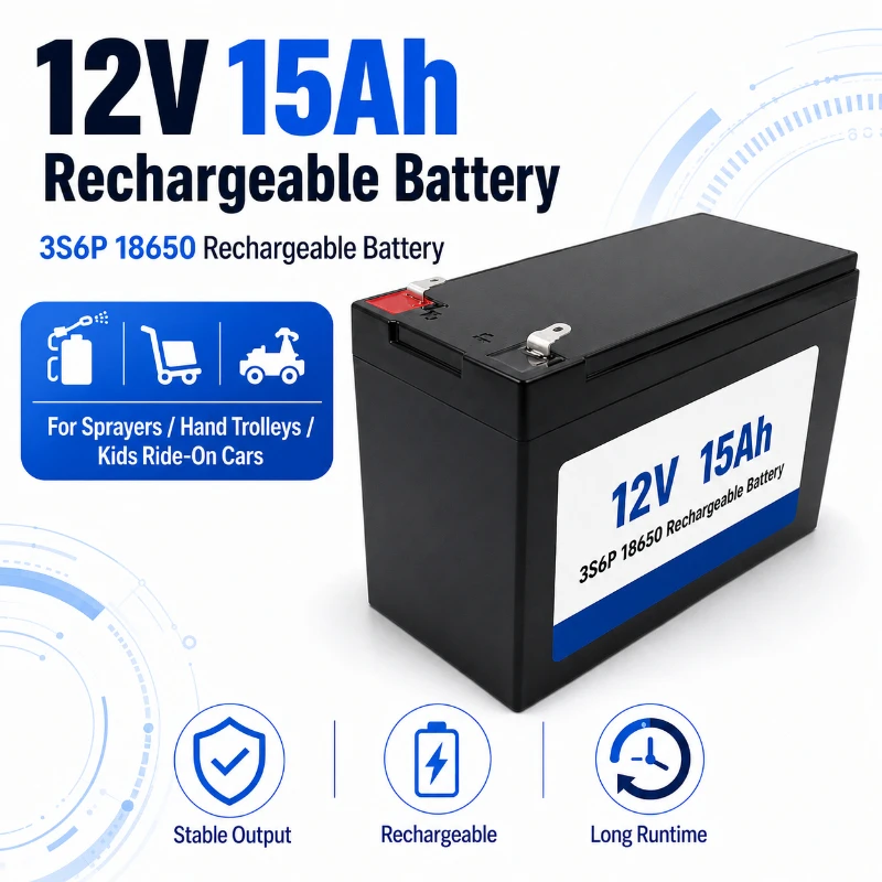 12V15Ah 3S6P18650 Lithium Battery Pack Is Suitable for Spray Trolley Children's Electric Vehicle Long Range Rechargeable Battery