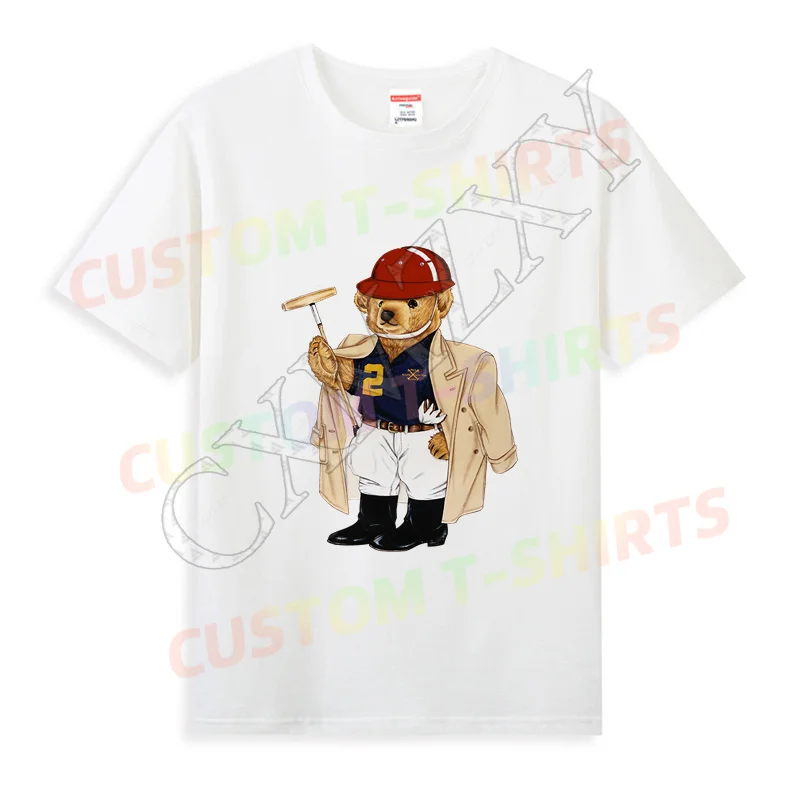 

2025 Hot Sale Summer 100% Hip Hop Cotton Black Ralphs Bear T Shirt Men Short Sleeves Cool Tee Streetwear Lauren T-shirt