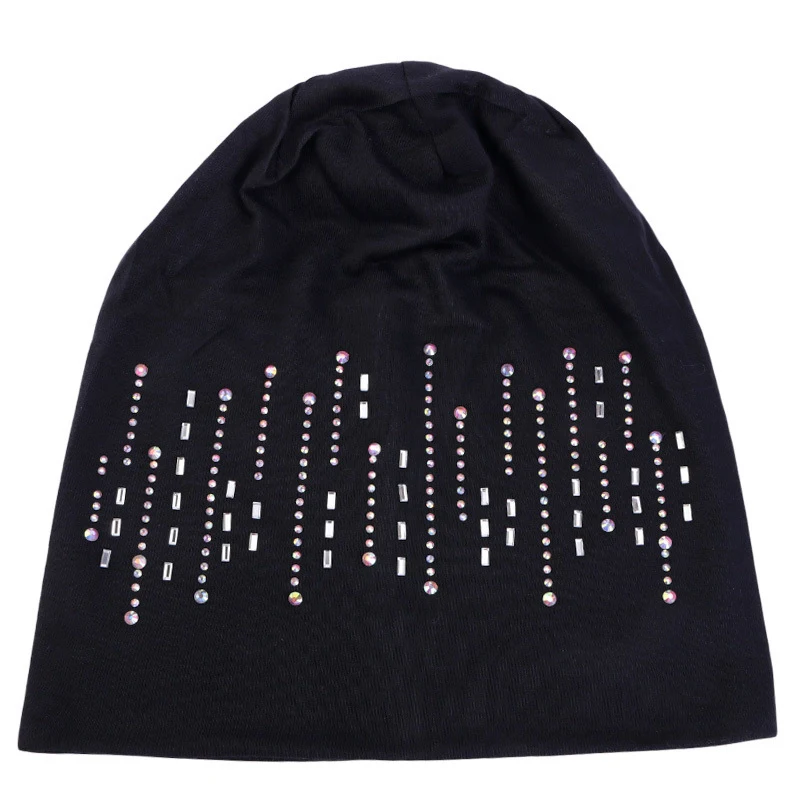 Luxury Diamond Skullies Beanies Girl Winter Hat Women Knitted Hats for Mrs Cap Winter Beanie Hat Warm Brimless Bonnet Lady Cap