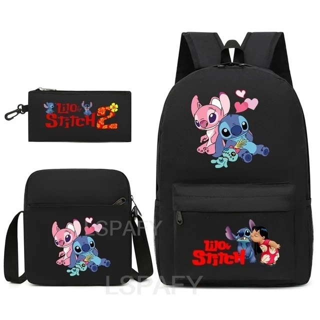 3pcs Lilo And Stitch Backpack Simple Harajuku Female Male Lovely Student School Bag Large Capacity Light Laptop Travel Knapsacks