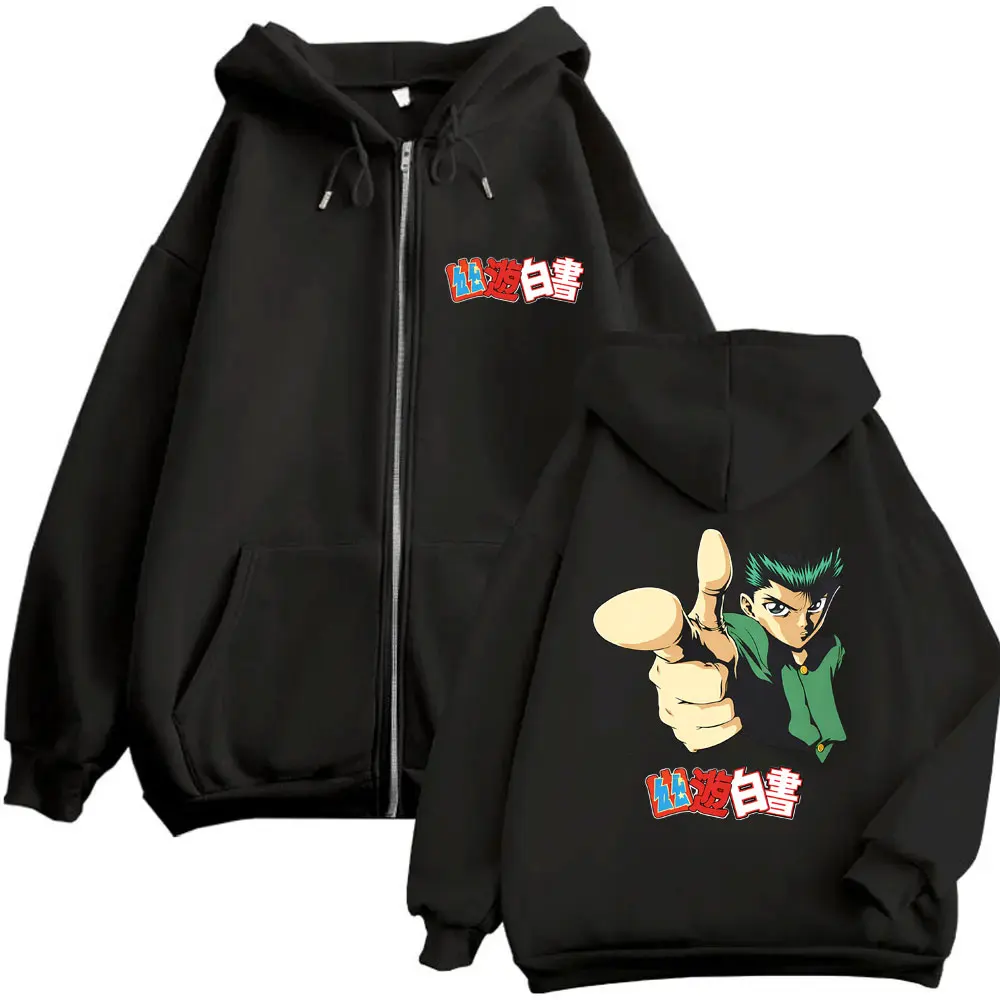 

Anime YuYu Hakusho Urameshi Yuusuke Zipepr Hoodie Men's Women's Cartoon Manga Oversized Zip Up Jacket Coat Male Fashion Hoodies