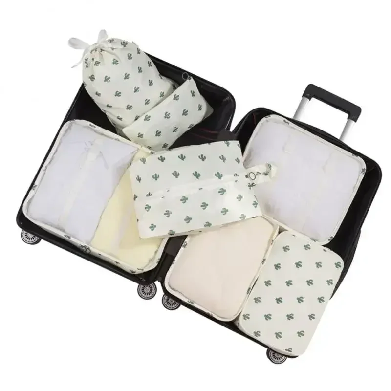 7Pcs Travel Organizer Storage Bags Suitcase Packing Cubes Set Cases Portable Luggage Clothes Shoe Tidy Pouch Folding