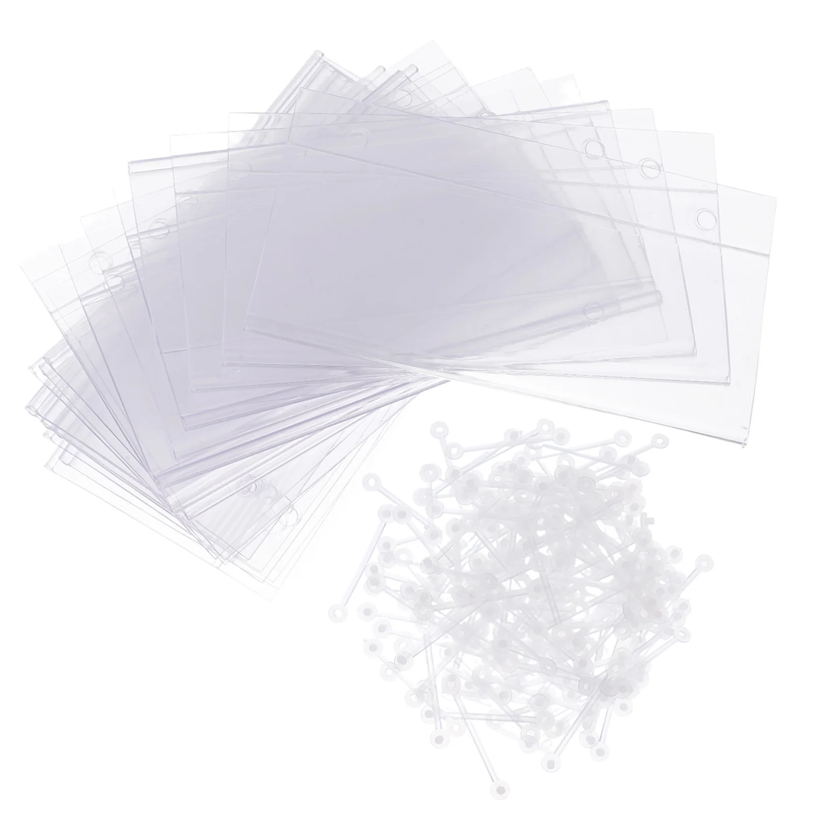 

100Pcs Shelf Label Holders Wire Dual Hook Clear Plastic Price Tag Holders Retail Supermarket Display Clips Shelf Label Holder