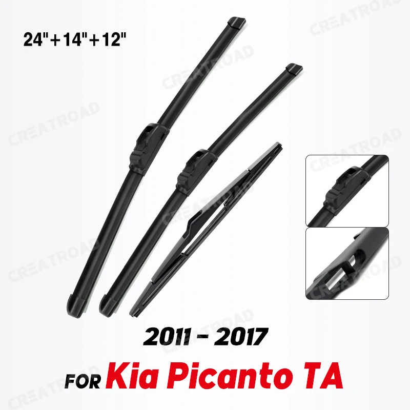 Wiper Front & Rear Wiper Blades Set Kit For Kia Picanto TA 2011 - 2017 Windshield Windscreen Window Brushes 24\