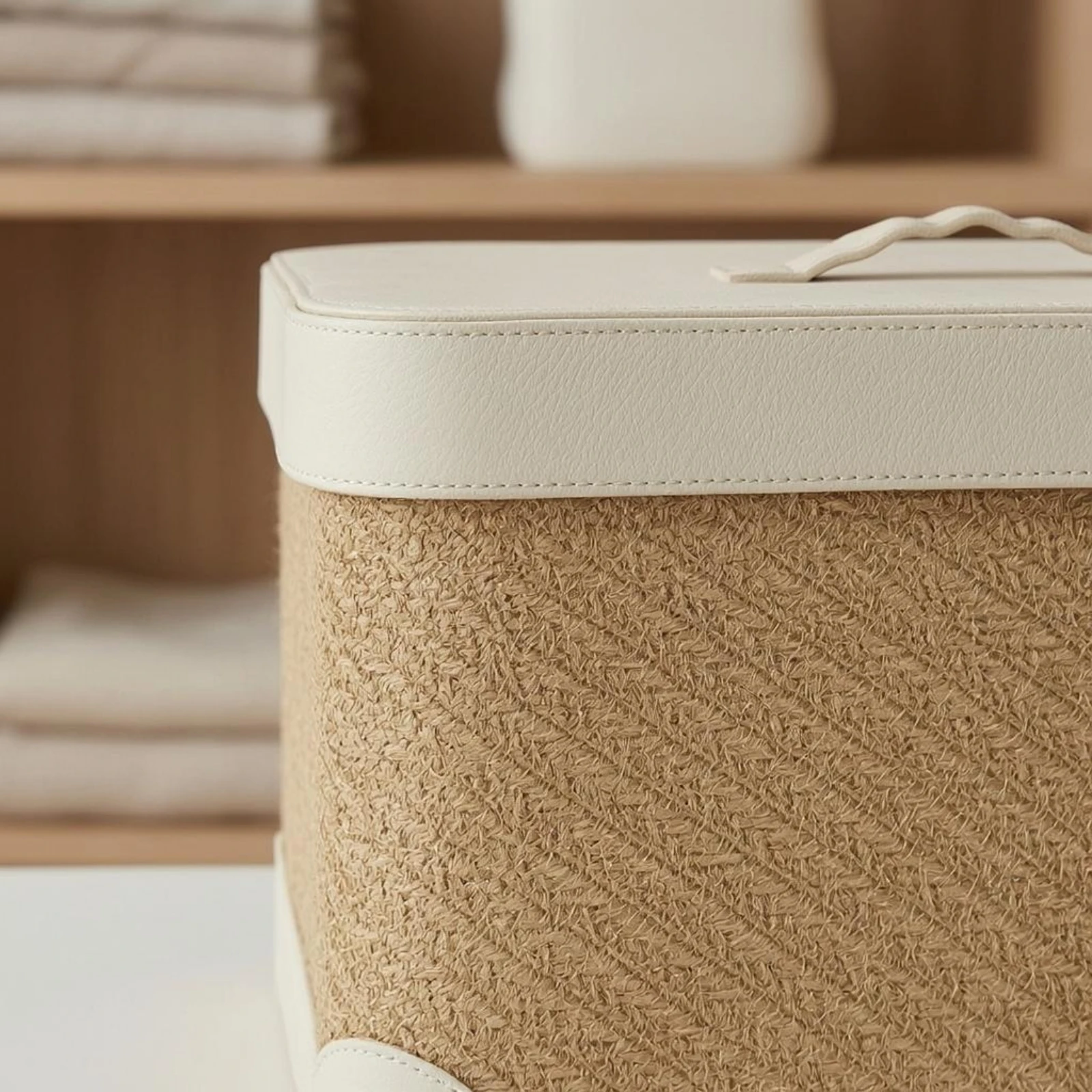 Jute Storage Box Structured Woven Jute Box Rectangular Lidded Basket Long-Lasting Household Organizer Decorative
