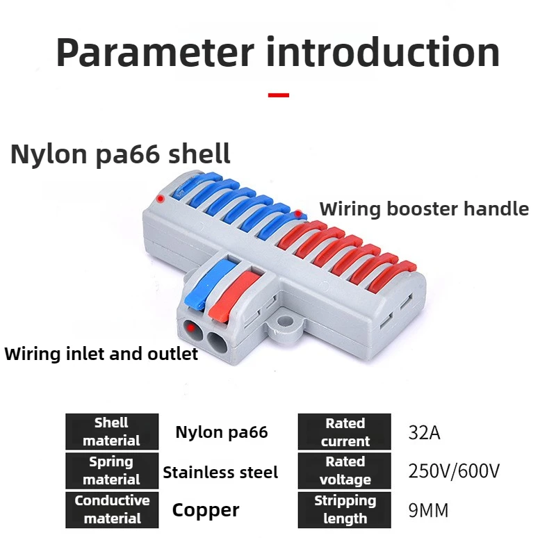 ‌High Current Quick Connect Terminal Block, 2-in-10-out Splitter for LED Tube Lights & Wiring, Heavy Duty Electrical Connector