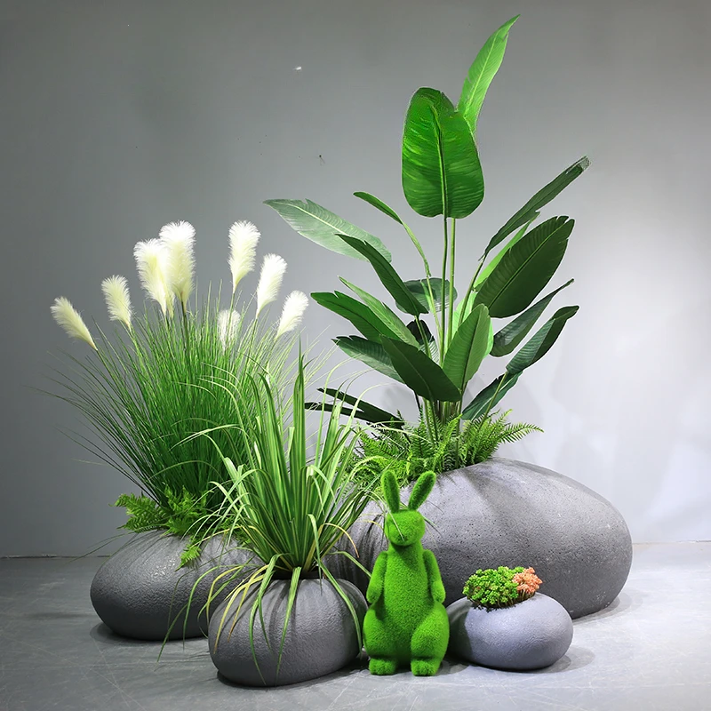 Floor Large Flower Pot Flower Indoor Courtyard Window Artificial Green Plant Landscape Decoration