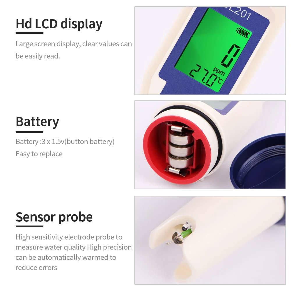 5-in-1-Chlormessgerät PH-Messgerät ORP H2 Temp Cl2 Detektor Wasserqualitätsmonitor Testwerkzeug Filter für Schwimmbad SPA Wasser – Detail 36