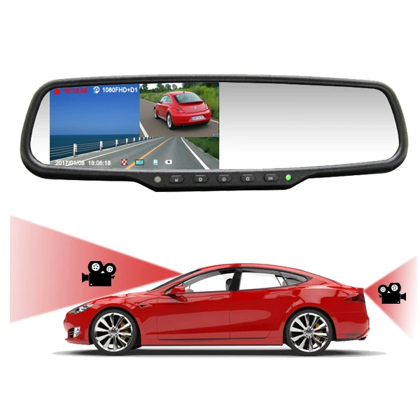 

car DVR rearview mirror 4.5 inch digital monitor dual camera