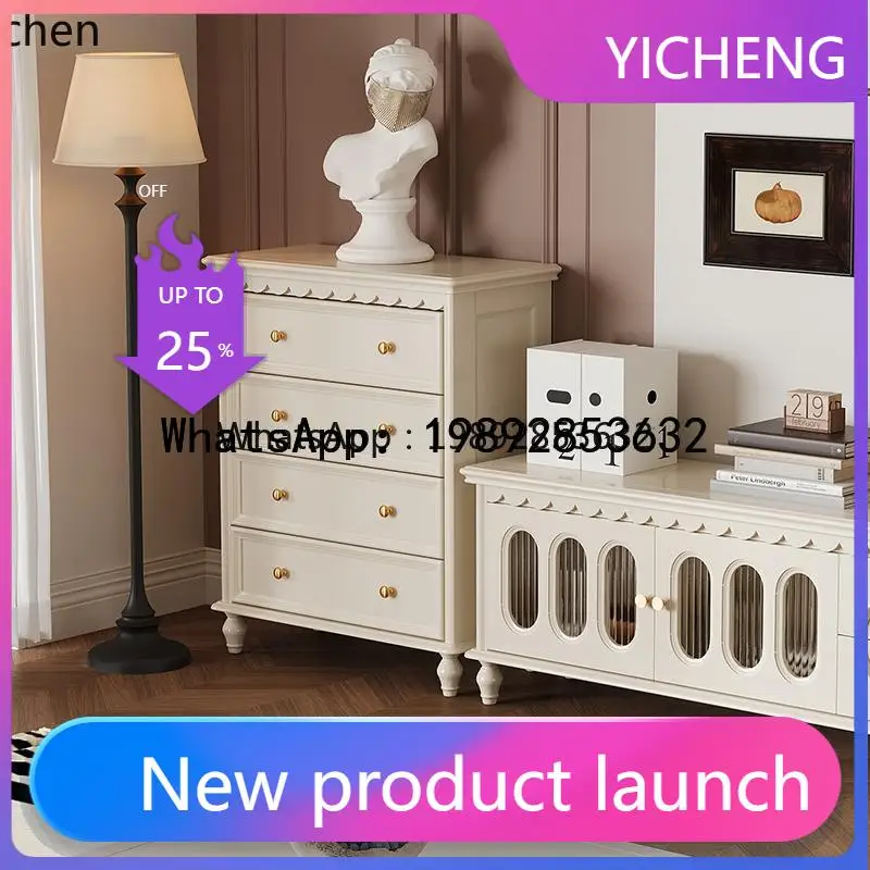 X8 solid wood storage cabinet bucket cabinet living room seven chest cabinet cream wind home accessories