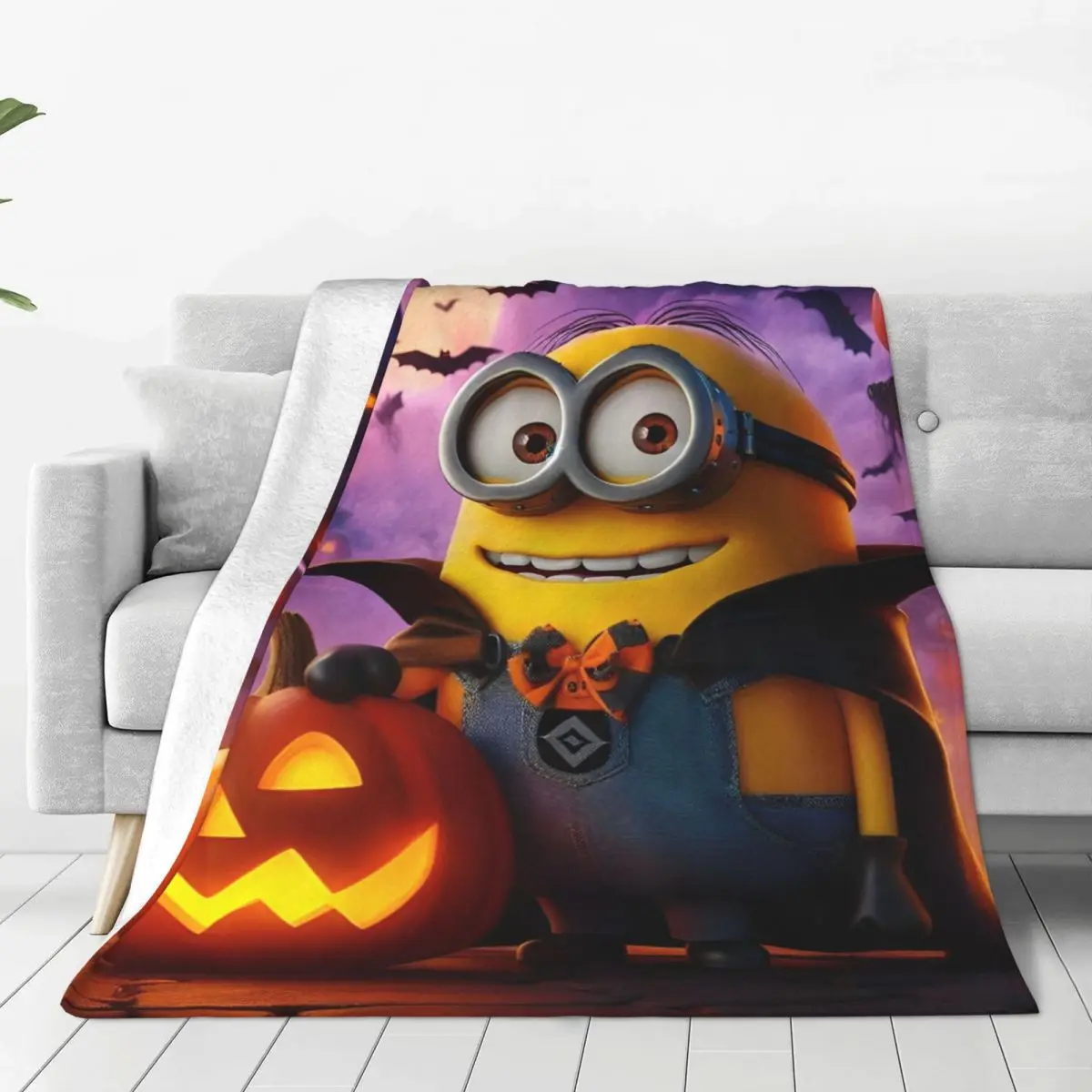 Manta de franela de Halloween de Minions, colcha para sofá, silla, sofá, funda de cama, moda