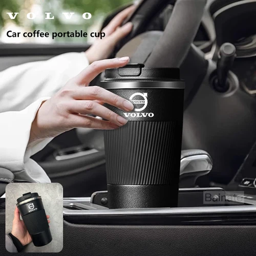 Imagen 1 del producto Taza de café de acero inoxidable de 510ml, taza térmica VOLVO XC40 XC60 XC70 XC90 V40 V60 V70 V90 C30 C40 S60 S90, accesorios para tazas de viaje