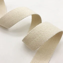 50 Yards 16mm-50mm Beige Cotton Webbing Herringbone Twill Pattern 1.2mm Thickness for Bag Strap Handles Sewing