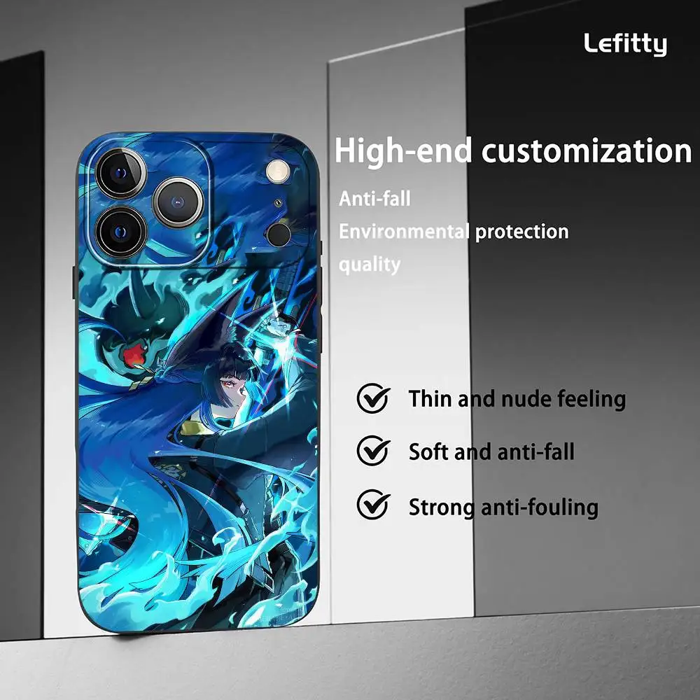 PIKPAKA Hoshimi Miyabi ZZZ Funda de teléfono para IPhone 17 16 15 14 13 12 11 Pro Max Plus Mini Funda suave esmerilada negra