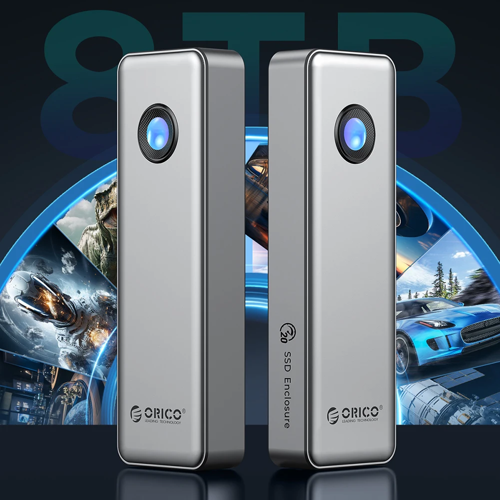 RGB 40Gbps USB4 SSD Enclosure 8TB M.2 NVMe SSD เคสพัดลมทำความเย็นกล่องสถานะทึบเข้ากันได้กับ Thunderbolt 3/4