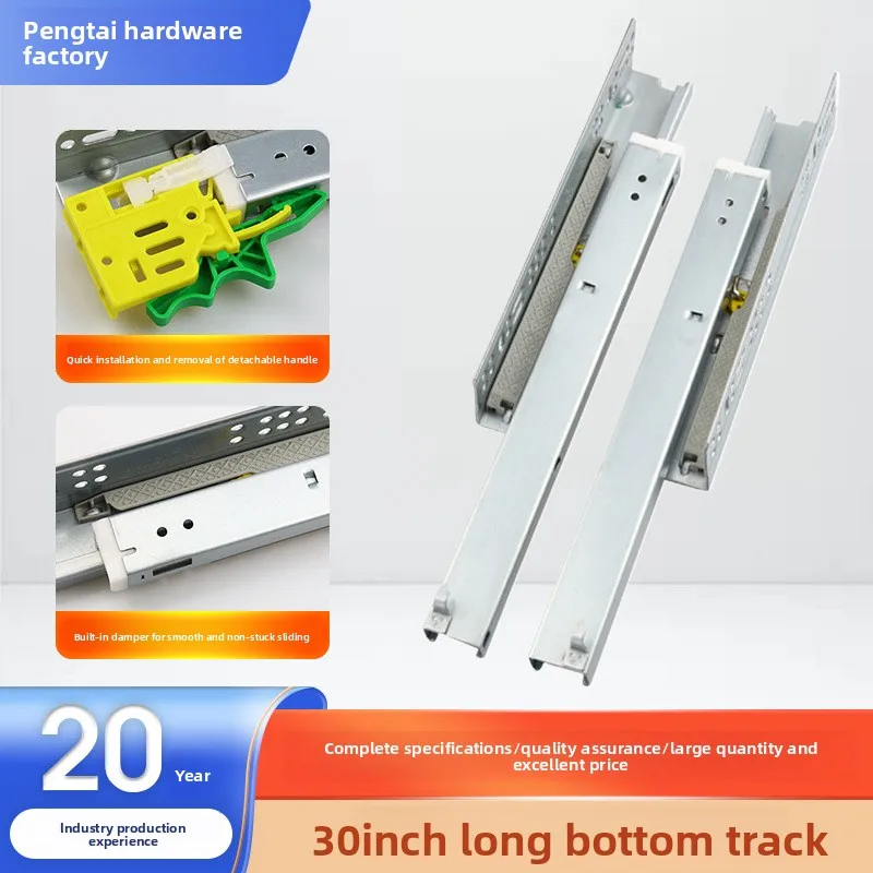 Three Section Concealed Undermount Drawer Slides Soft Close Handle Release Mm Length Options Or Board Fit Cabinet Furniture