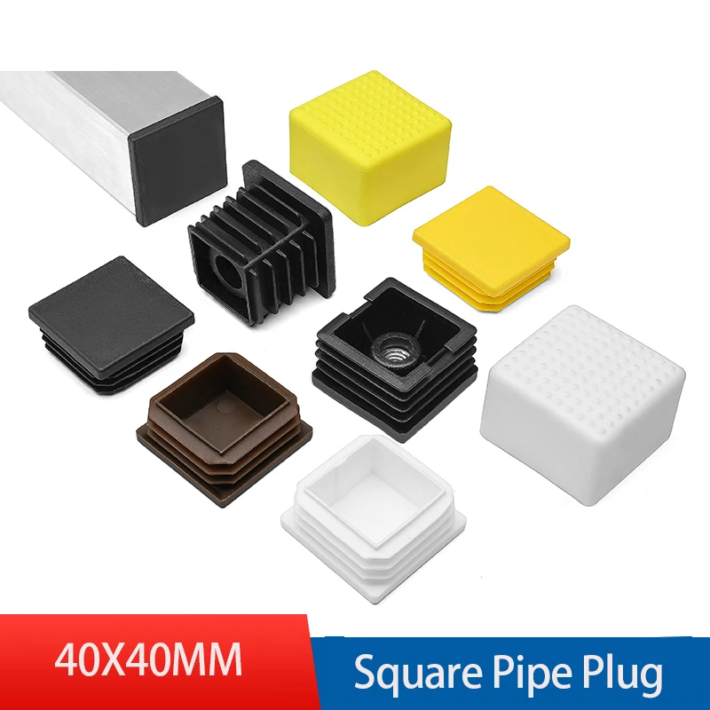 40X40mm Stainless Steel Square Tube Inner Plug, Foot Sleeve, Plastic Tube Cap Blocking Rubber Plug for Dustproof