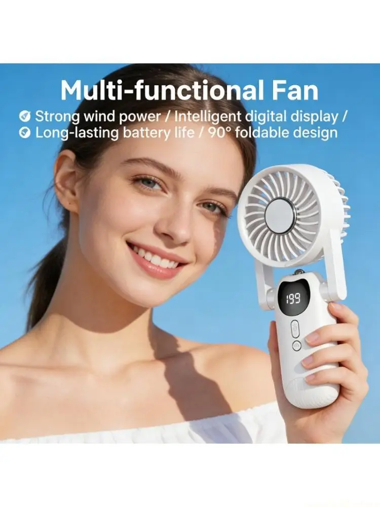 Quiet Operation Handheld Cooling Fan Equipped With Bright Flashlight And USB Charging Port