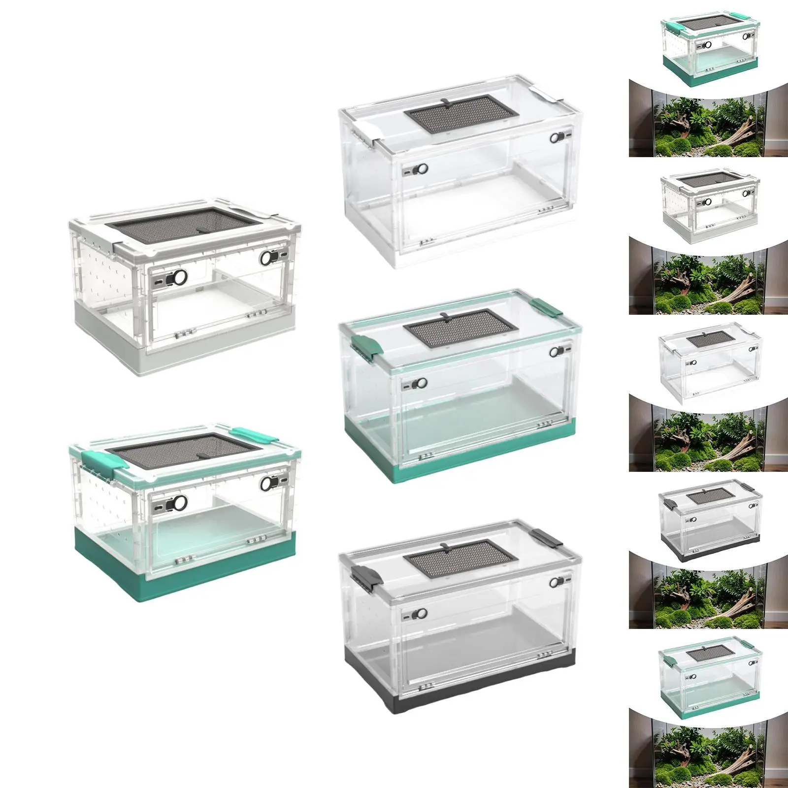 Transparent Foldable Reptile Terrarium Ventilated Box Breeding Tank Desktop Pet Enclosure