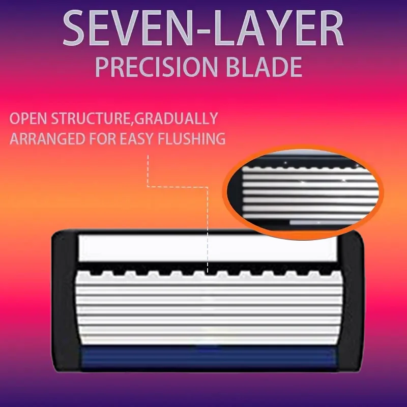 7-Layer Razor Head Manual Shaver, Blade Razor Safety Shaving Beard Moustache Manual Shaver Set