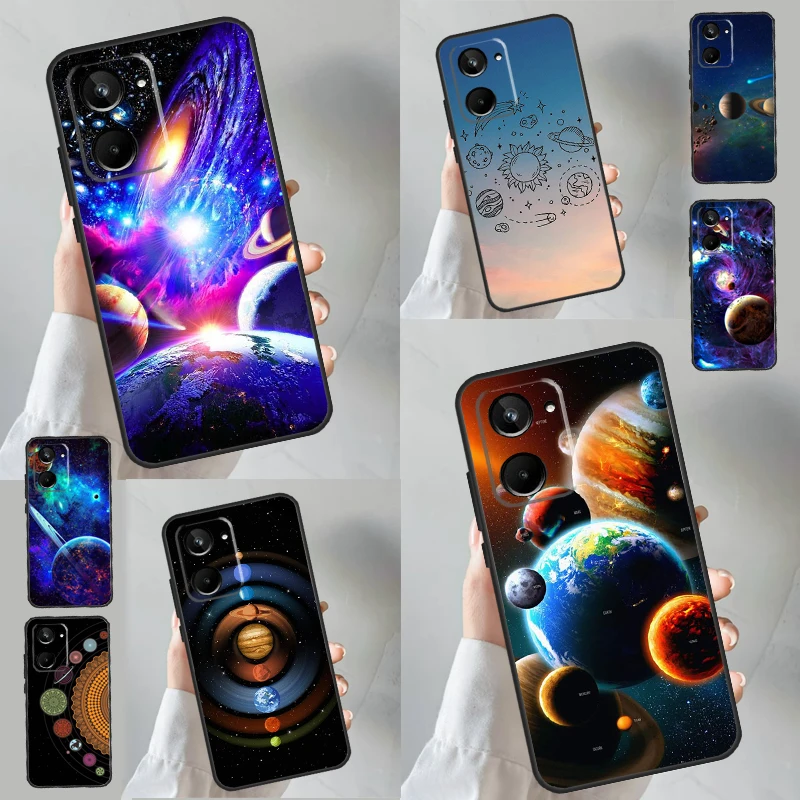 Space Solar System Planets Universe Case For Realme C51 C55 C53 C35 C33 C30 C67 C21Y C25s C15 9 10 11 12 Pro Plus GT Neo 5 Cover