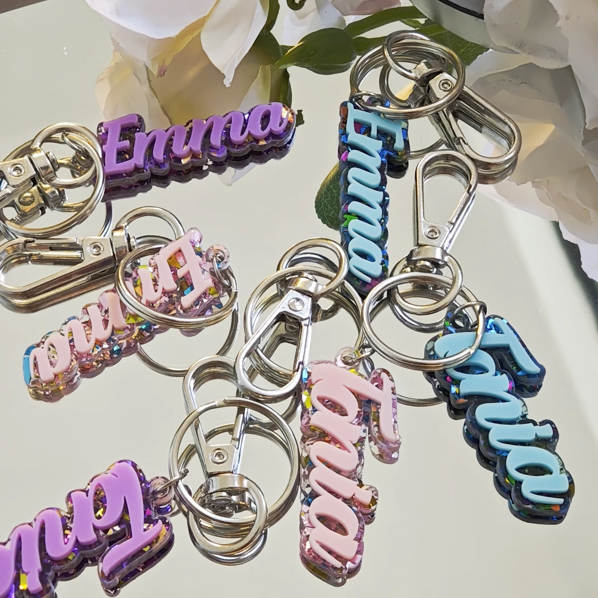 Customized Name Acrylic Keychain Stainless Steel Fashion Backpack Hanging Decoration Commemorative Gift Custom Birthday Gift