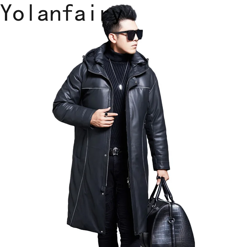 

YOLANFARIY Real Sheepskin Genuine Leather Men Clothing White Duck Down Winter Coats Mens Down Jacket Doudoune Homme Slim Fit