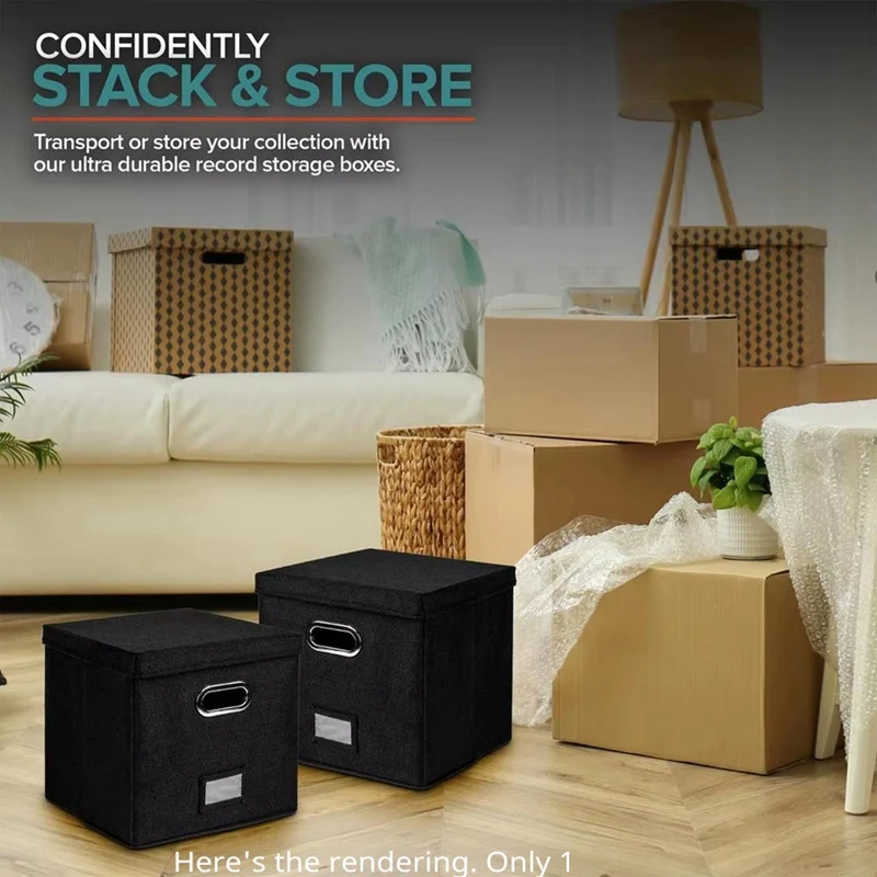 ABNO-12-дюймовый ящик для хранения виниловых пластинок с крышками и ручками, практичный органайзер для пластинок LP, коробки для более 50 шт. пластинок