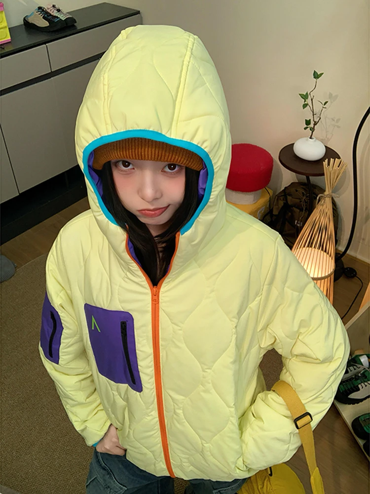 

Dopne флуоресцентный жакет Thiened из теплого хлопка для женщин, спорт на открытом воздухе, антихолодный, легкий, контрастного цвета, хлопок