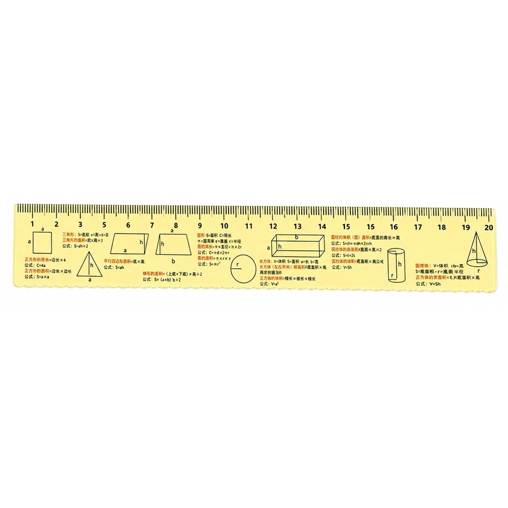 Plastic Mathematical Formula Ruler Transparent Printed Formula Geometry Drawing Ruler Lightweight Easy to Read