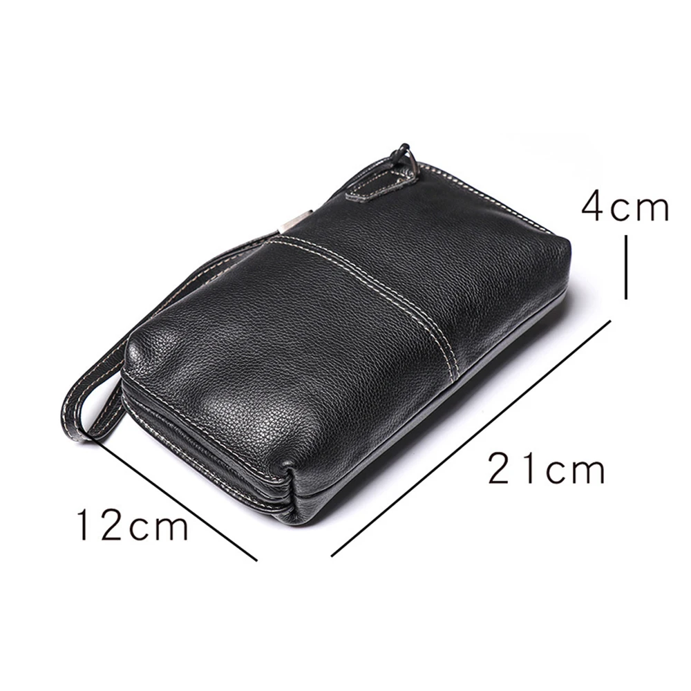 LUOKIR-Bolso de mano de cuero genuino de alta calidad para hombre, cartera larga Vintage de gran capacidad, tarjetero Simple para teléfono