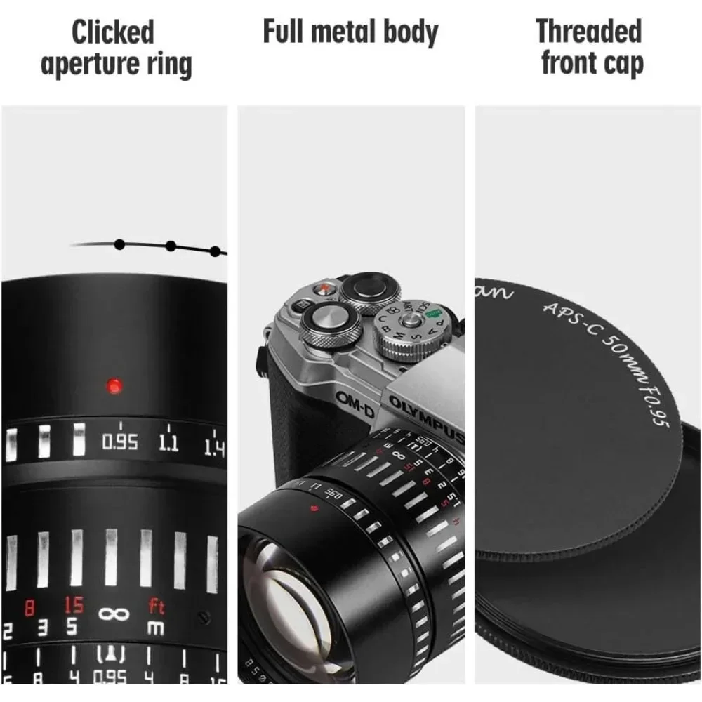 TTArtisan 50 مللي متر F0.95 APS-C عدسة كاميرا ثابتة يدوية لسوني E Leica M M43 Sigma L Mount كاميرات بدون مرآة فتحة كبيرة